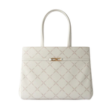 White Geometric Print Canvas Tote Bag
