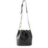 Black Leather Bucket Bag