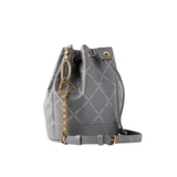 Grey Geometric Print Bucket Bag