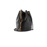 Black Leather Bucket Bag