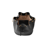 Black Leather Bucket Bag